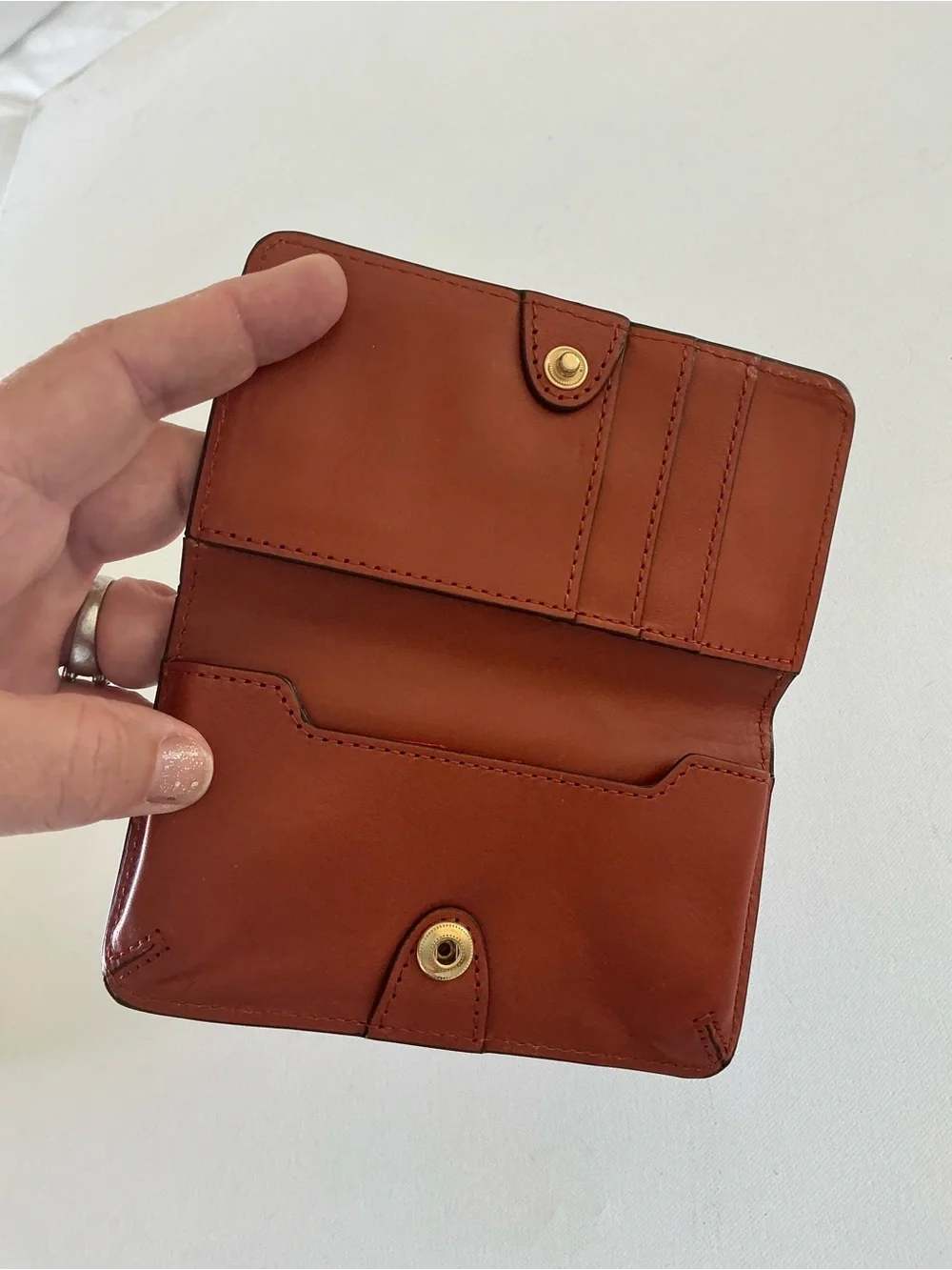 Dooney & Bourke Pebble Grain Leather Checkbook Wallet Gray & Cognac